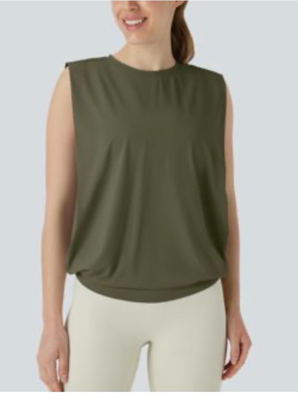 Halara Olive Green Women's Cool Touch Workout Top- SPF 50
